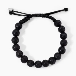 Bracelet Phebus Him Cordon Noir Pierre De Lave