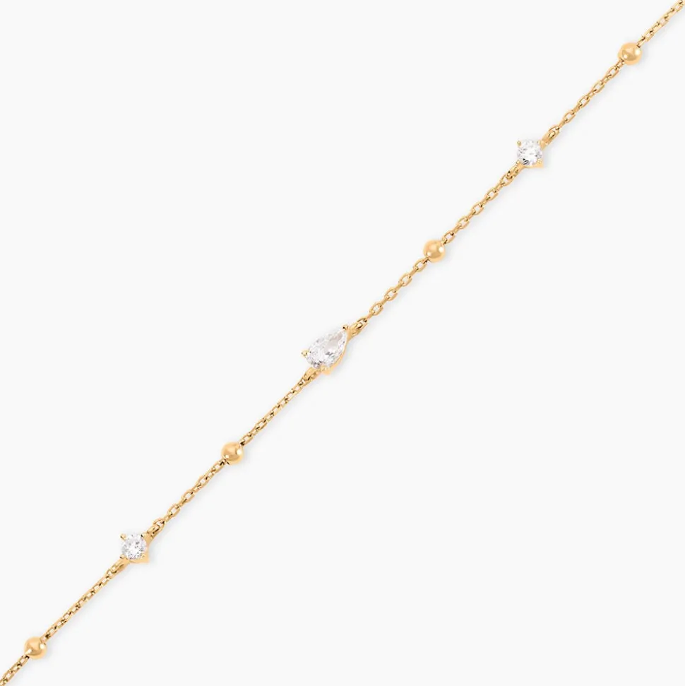 Bracelet Scintillante Plaqué Or Jaune Oxyde De Zirconium
