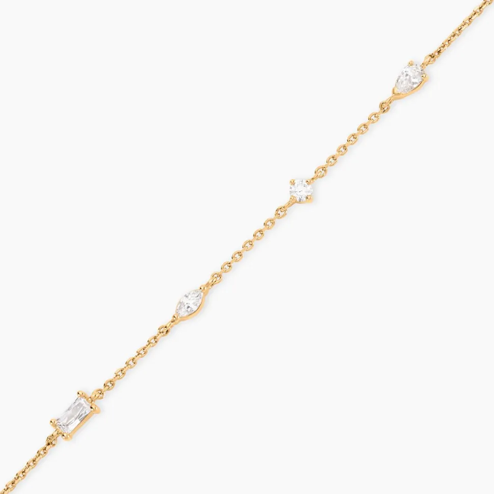 Bracelet Scintillante Plaque Or Jaune Oxyde De Zirconium