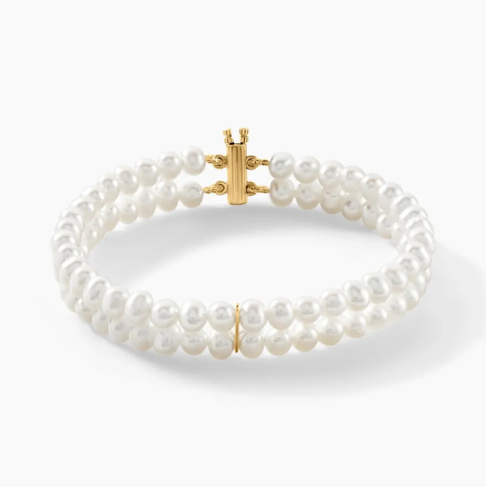 Bracelet Silene 2 Rangs Or Jaune Perle De Culture