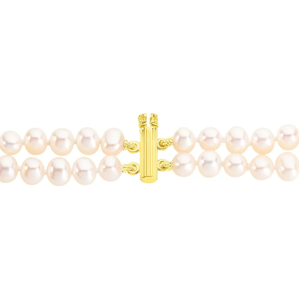 Bracelet Silene 2 Rangs Or Jaune Perle De Culture