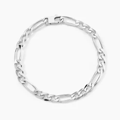 Marc Orian Bracelets Mailles|Bracelets Homme > Bracelet Vivian Maille Alternee 1/3 Argent Blanc