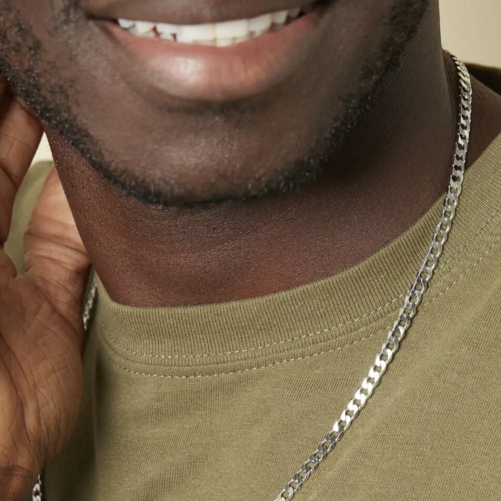 Marc Orian Chaines Argent|Colliers > Chaîne Casper Maille Gourmette Argent Blanc
