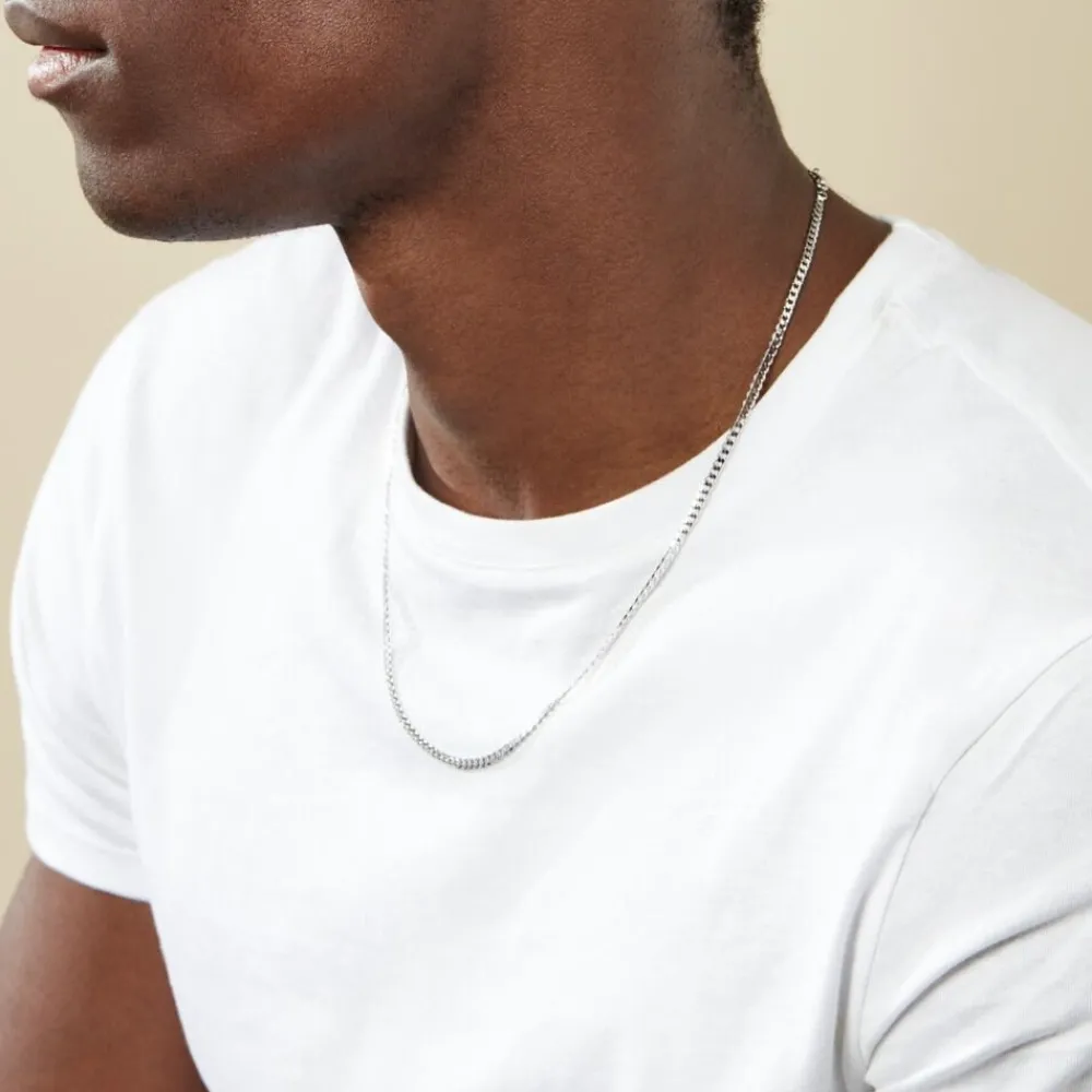 Marc Orian Colliers|Colliers Argent > Chaîne Casper Maille Gourmette Argent Blanc