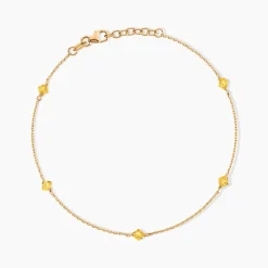 Chaîne De Cheville Edvina Plaqué Or Jaune Cristaux De Swarovski
