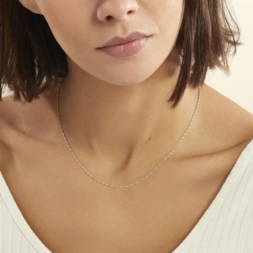 Chaîne Imanie Maille Singapour Or Blanc