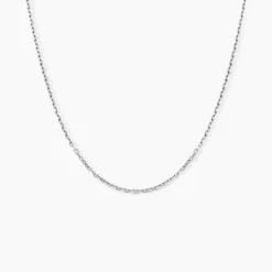 Chaîne Maille Forçat Diamantee Or Blanc