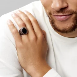 Marc Orian Idées Cadeaux Homme|Bagues > Chevaliere Zayn Acier Inoxydable Blanc Verre