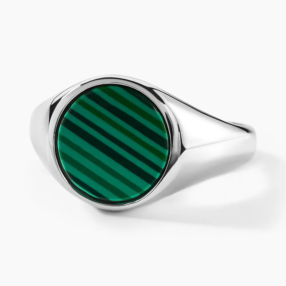 Marc Orian Idées Cadeaux Homme|Bagues > Chevalière Argent Blanc Aileas Malachite