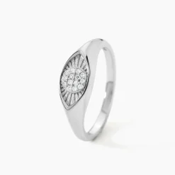 Chevalière Evalyn Argent Blanc Oxyde De Zirconium