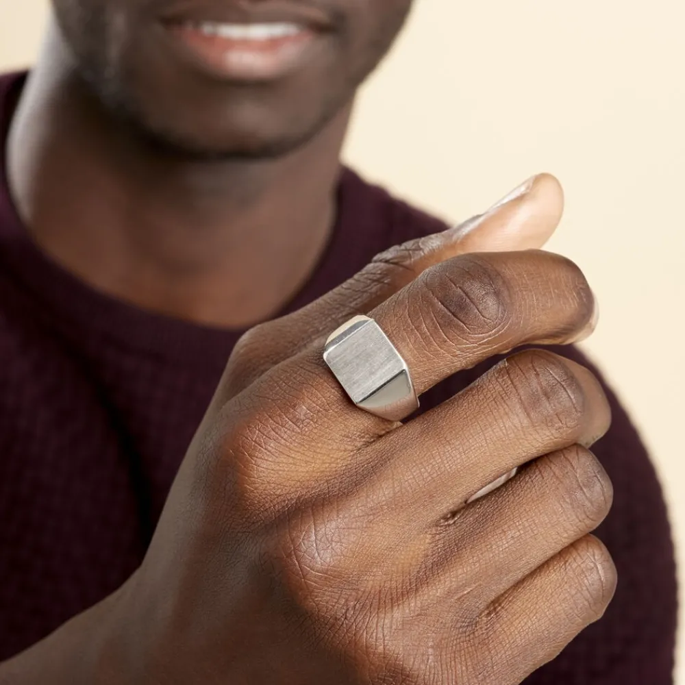 Marc Orian Bagues Homme|Bagues > Chevalière Gaspare Argent Blanc
