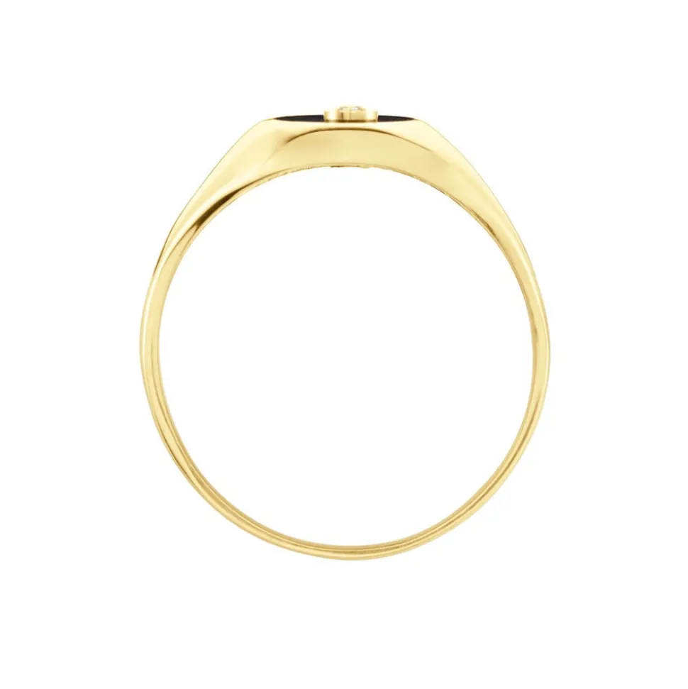 Chevalière Giles Or Jaune Onyx Diamant