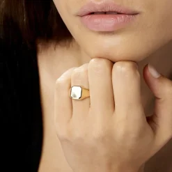 Chevalière Gregg Carree Diamantee Soleil Or Jaune