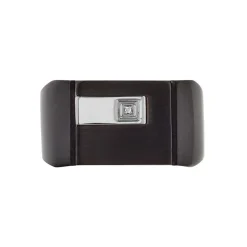 Chevalière Meghan Acier Noir Diamant