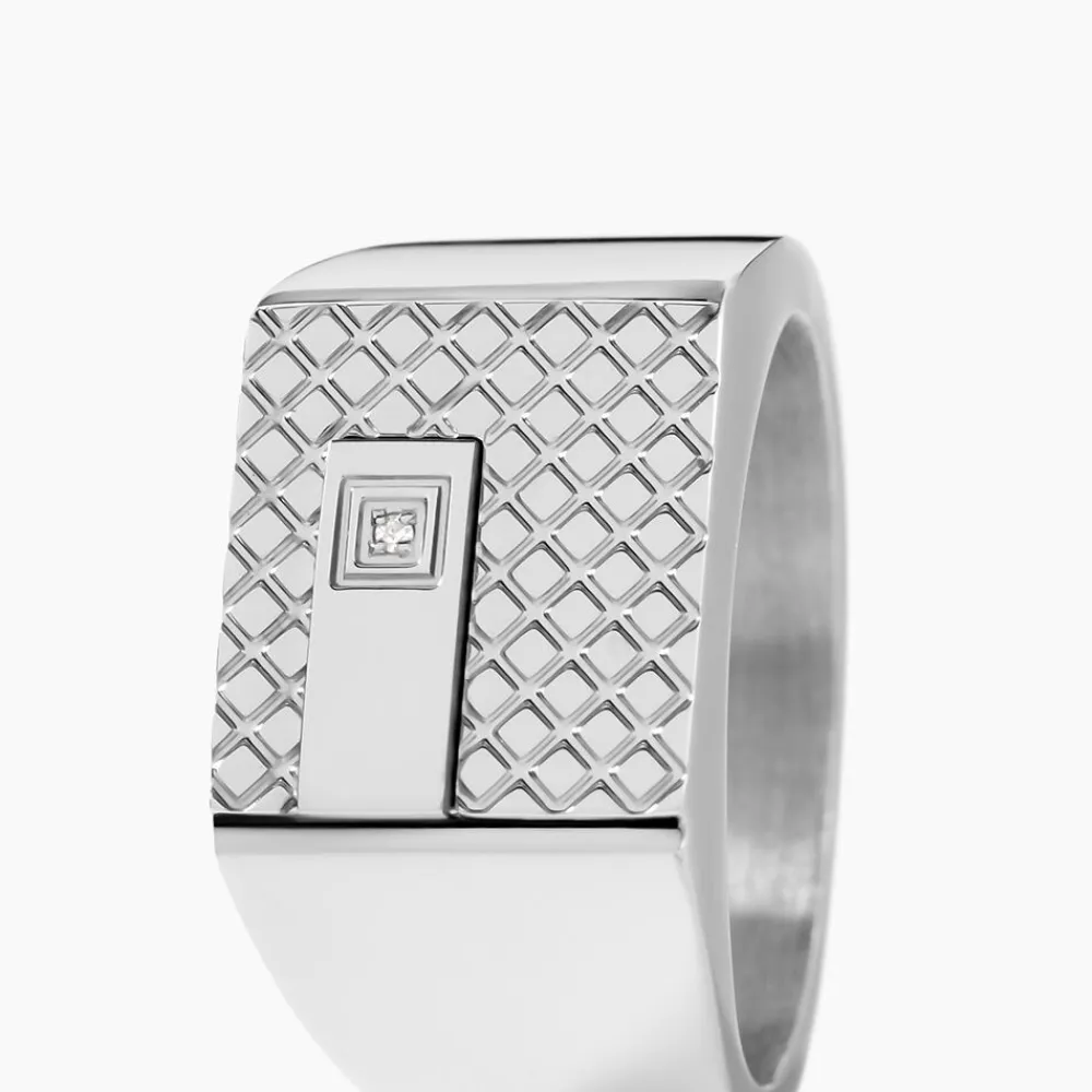 PHEBUS HIM Idées Cadeaux Homme|Bagues > Chevalière Acier Blanc Diamant