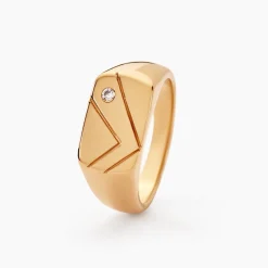 Chevalière Plaqué Or Jaune Gyorgy Oxyde De Zirconium