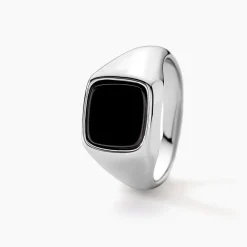Chevalière Renelia Argent Blanc Blanc Onyx