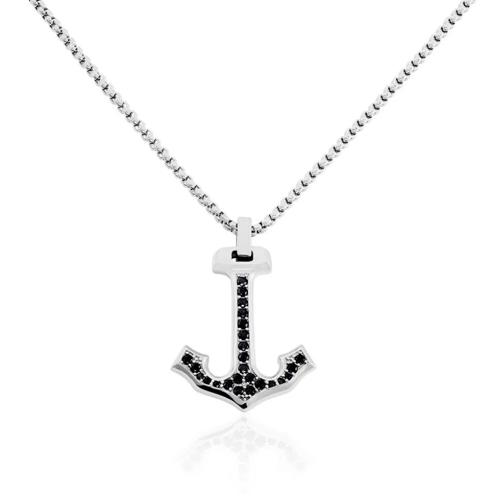 Collier Acier Vieillit Tanagra Oxydes De Zirconium