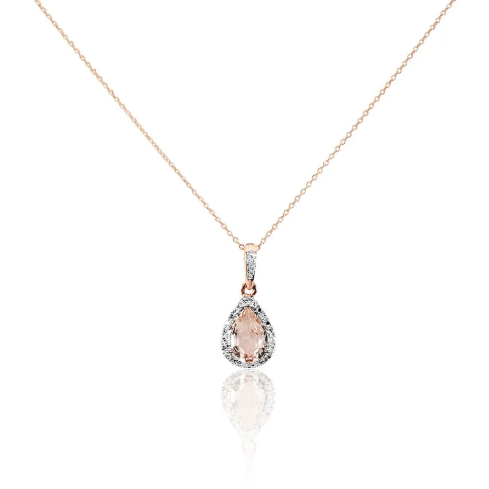 Marc Orian Colliers|Colliers Avec Pierres > Collier Alice Or Rose Morganite Et Oxyde De Zirconium