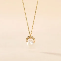 Collier Aloys Or Jaune Perle De Culture Et Oxyde De Zirconium