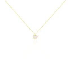 Collier Amaryllis Coeur Or Jaune Nacre