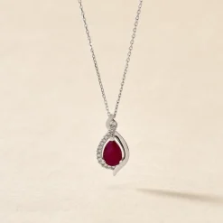 Marc Orian Colliers|Colliers Avec Pierres > Collier Angelika Or Blanc Rubis Et Diamant