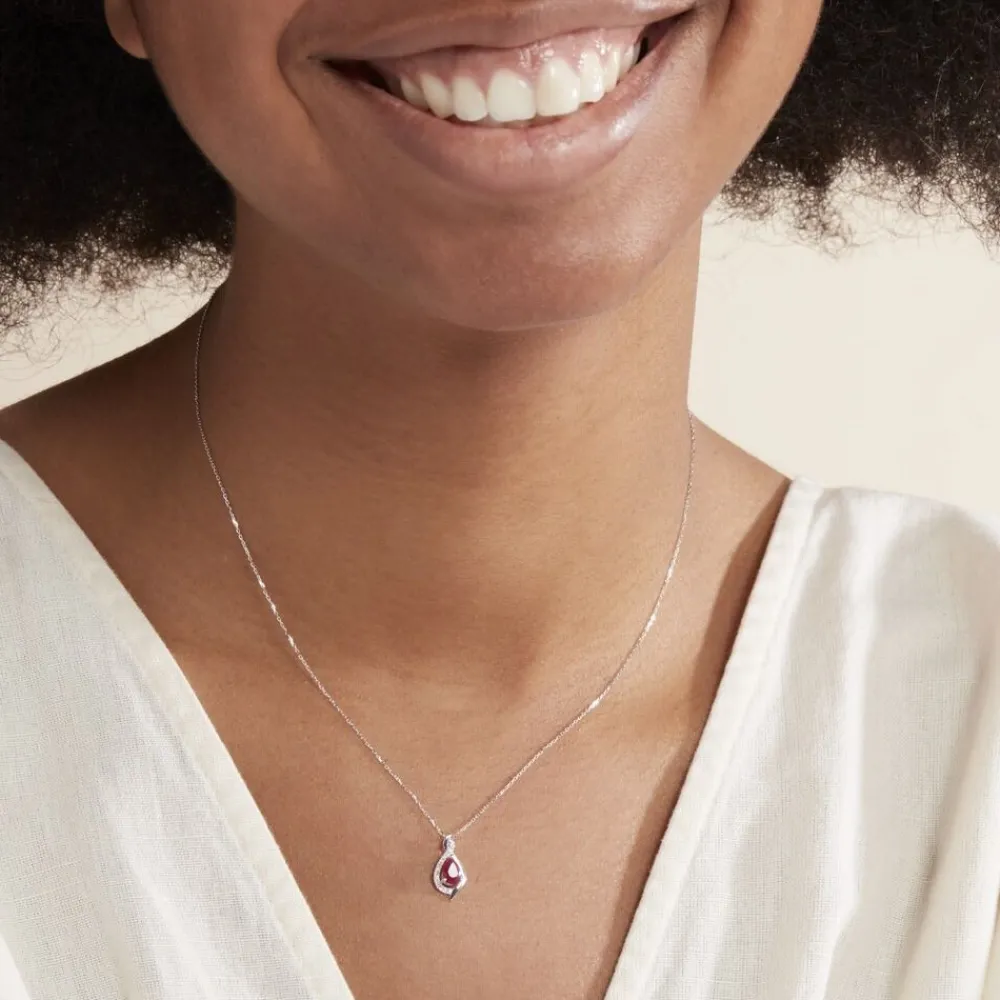 Marc Orian Colliers|Colliers Avec Pierres > Collier Angelika Or Blanc Rubis Et Diamant