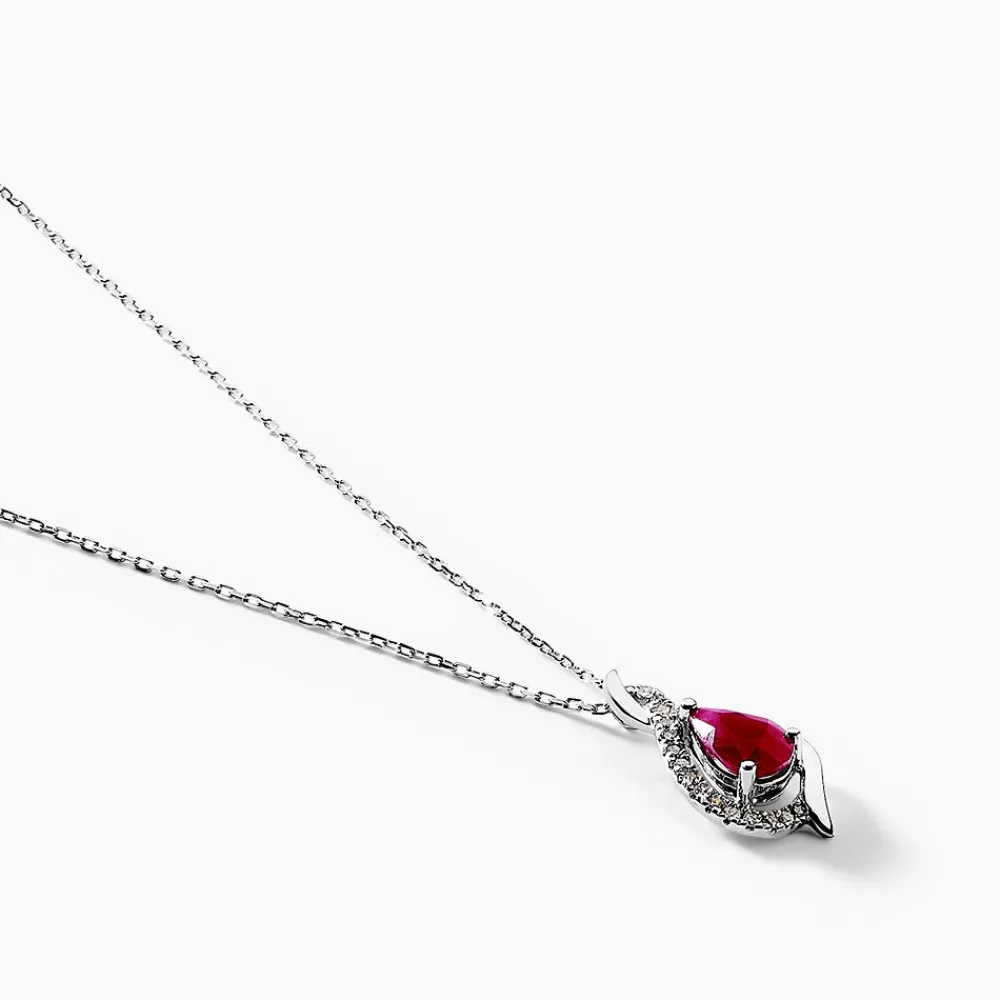 Marc Orian Colliers|Colliers Avec Pierres > Collier Angelika Or Blanc Rubis Et Diamant