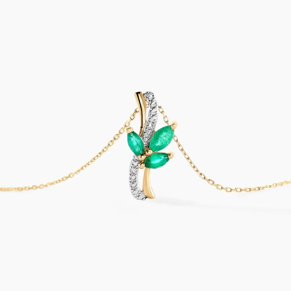 Marc Orian Colliers|Colliers Avec Pierres > Collier Angie Or Jaune Emeraude Diamant or jaune émeraude