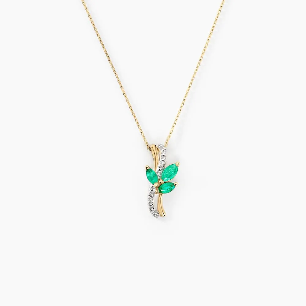 Marc Orian Colliers|Colliers Avec Pierres > Collier Angie Or Jaune Emeraude Diamant or jaune émeraude