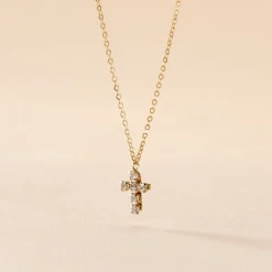 Marc Orian Colliers|Colliers Avec Pierres > Collier Arene Croix Or Jaune Oxyde De Zirconium