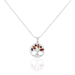 Collier Argent Blanc Odaya Ambre