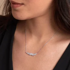 Marc Orian Colliers|Colliers Avec Pierres > Collier Argent Blanc Precieux Flocon Oxyde De Zirconium