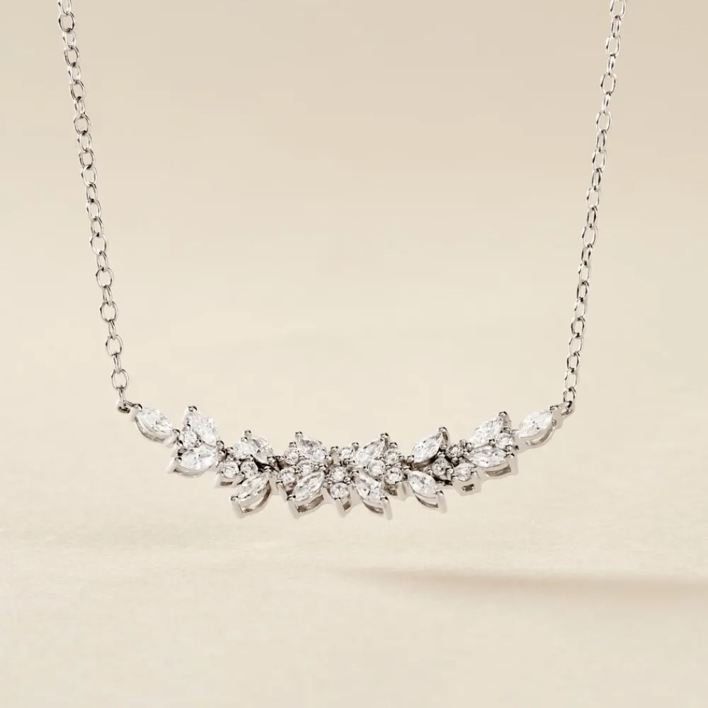 Marc Orian Colliers|Colliers Avec Pierres > Collier Argent Blanc Precieux Flocon Oxyde De Zirconium