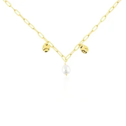 Collier Argent Jaune Keshi Maille Cheval