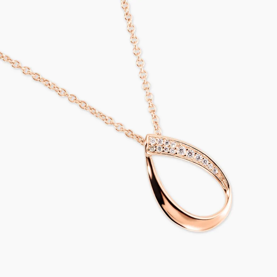 Collier Argent Rose Maritie Oxyde De Zirconium