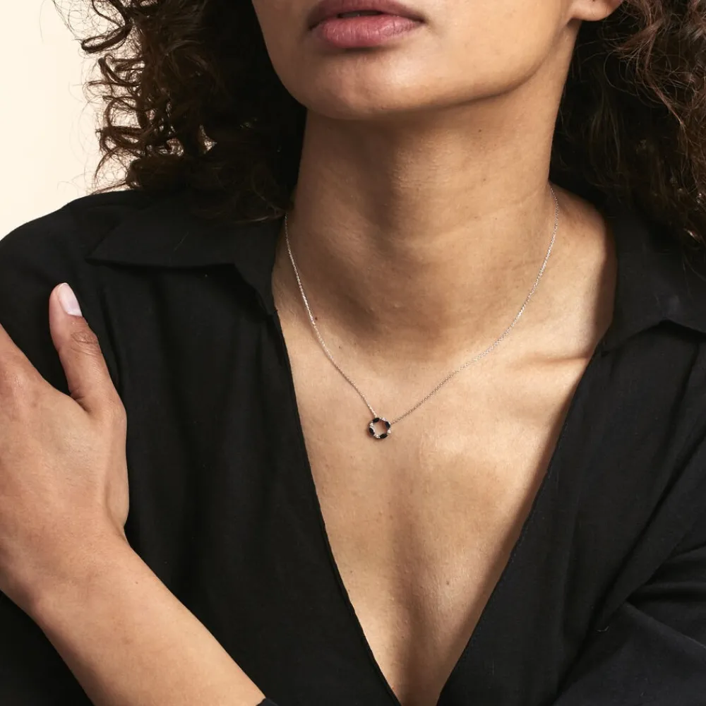 Marc Orian Colliers|Colliers Avec Pierres > Collier Arlina Or Blanc Saphir Et Diamant