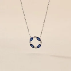 Marc Orian Colliers|Colliers Avec Pierres > Collier Arlina Or Blanc Saphir Et Diamant