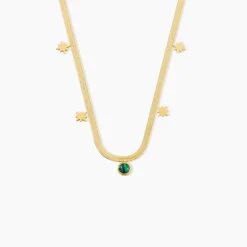 Collier Athena Acier Doré Malachite