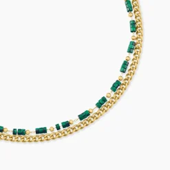 Collier Athena Acier Doré Malachite
