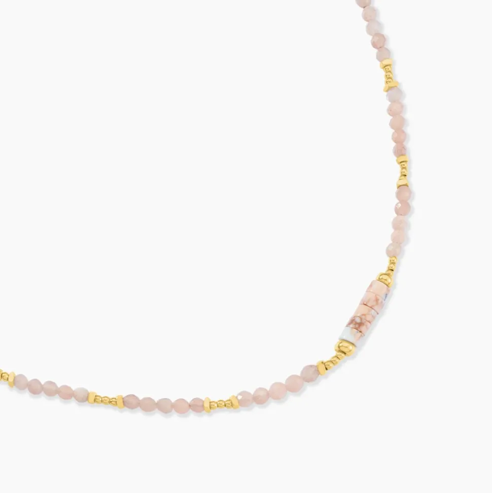 Collier Athena Acier Jaune Pierre De Synthese Turquoise