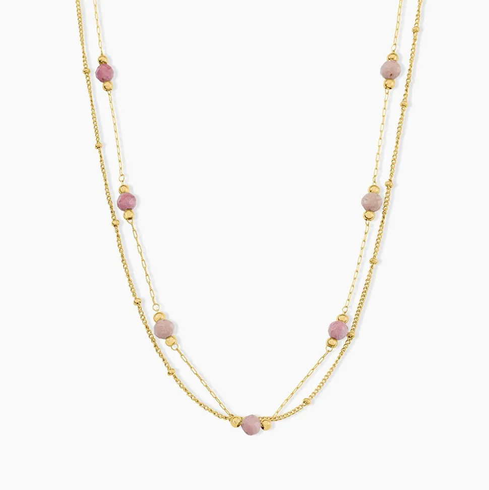 Collier Athena Acier Jaune Rhodochrosite