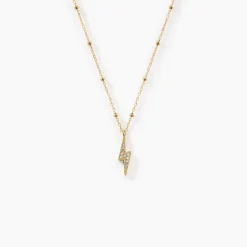 Collier Aurore Acier Doré éclair Cristal