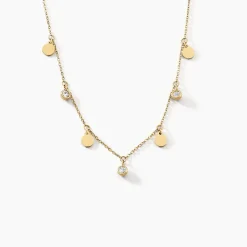 Collier Aurore Acier Doré Cristal