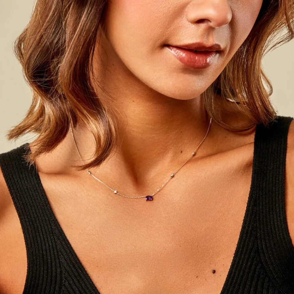 Marc Orian Colliers|Colliers Avec Pierres > Collier Ayomide Or Jaune Améthyste Oxyde De Zirconium