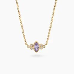 Collier Azel Plaque Or Jaune Oxyde De Zirconium