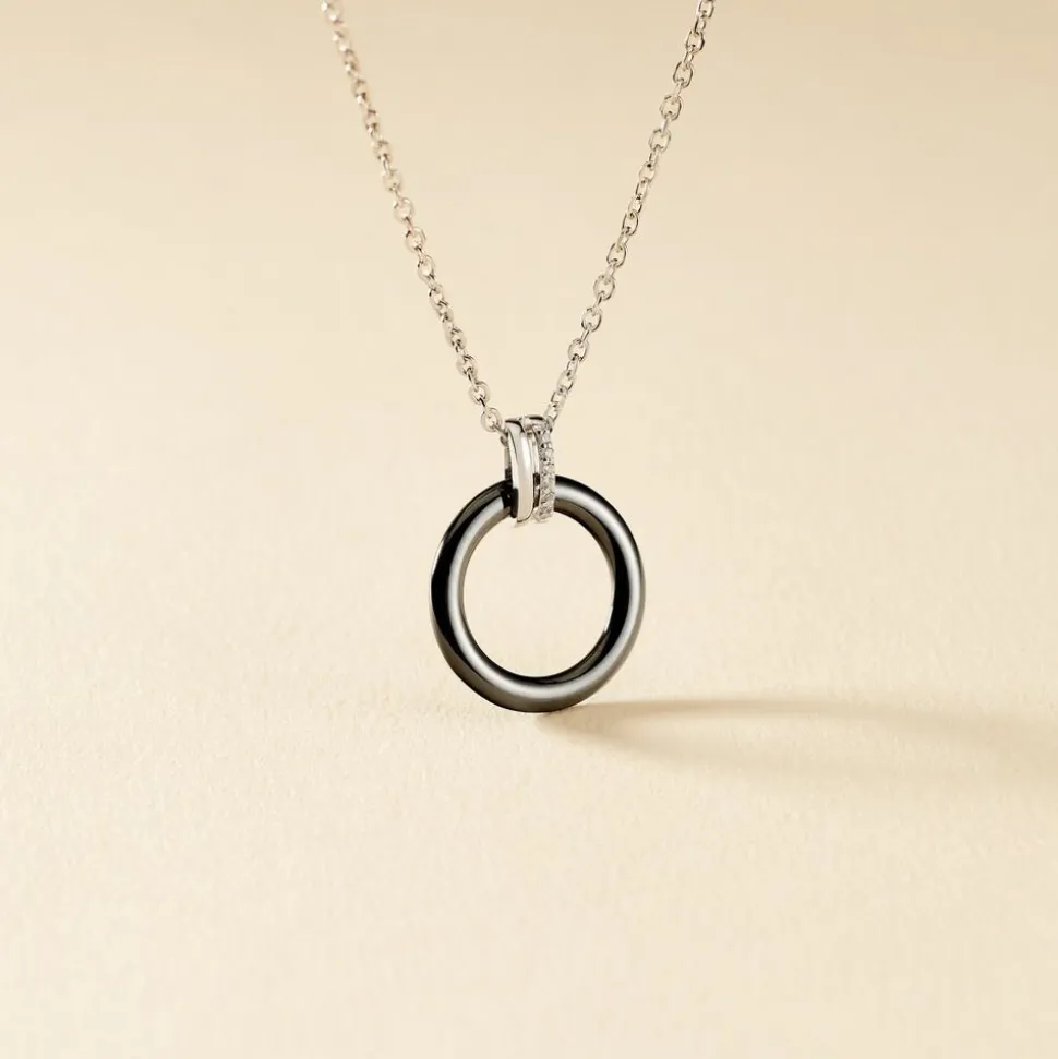 Collier Bertillianne Argent Blanc Céramique Et Oxyde De Zirconium