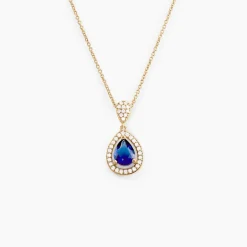 Collier Brigita Plaqué Or Pierre De Synthese Et Oxyde De Zirconium