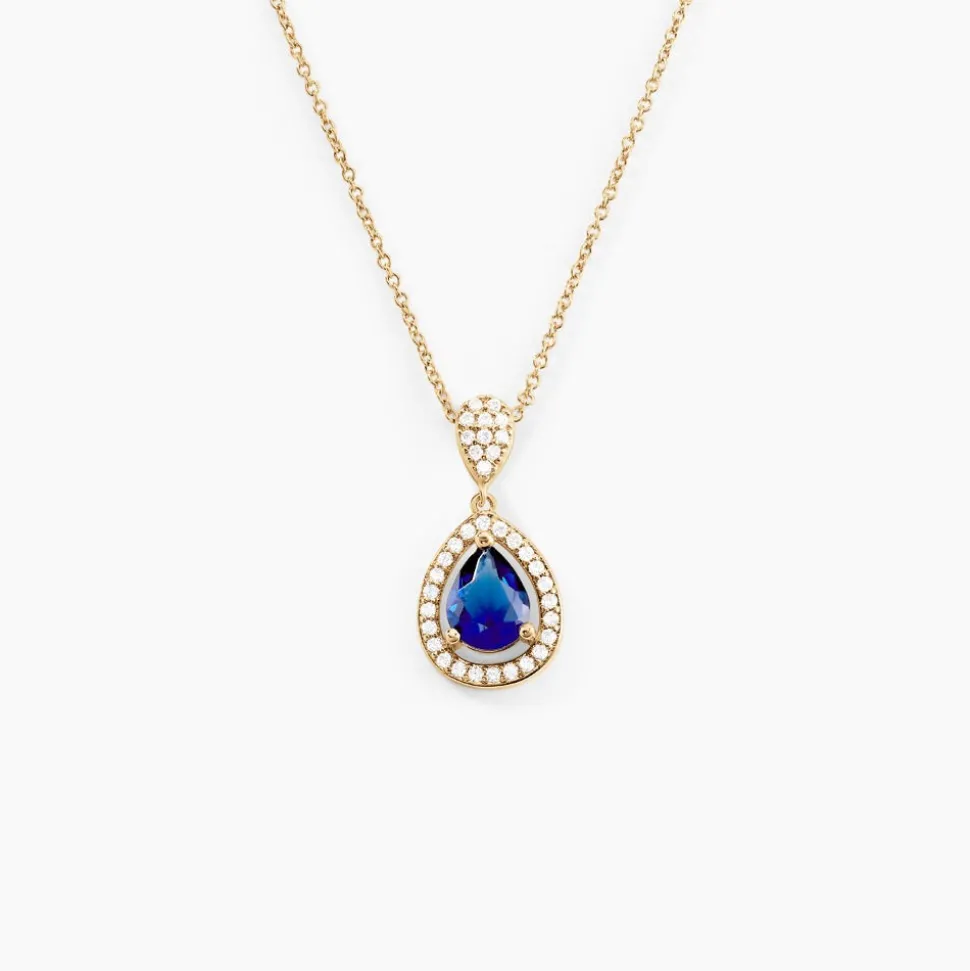 Collier Brigita Plaqué Or Pierre De Synthese Et Oxyde De Zirconium