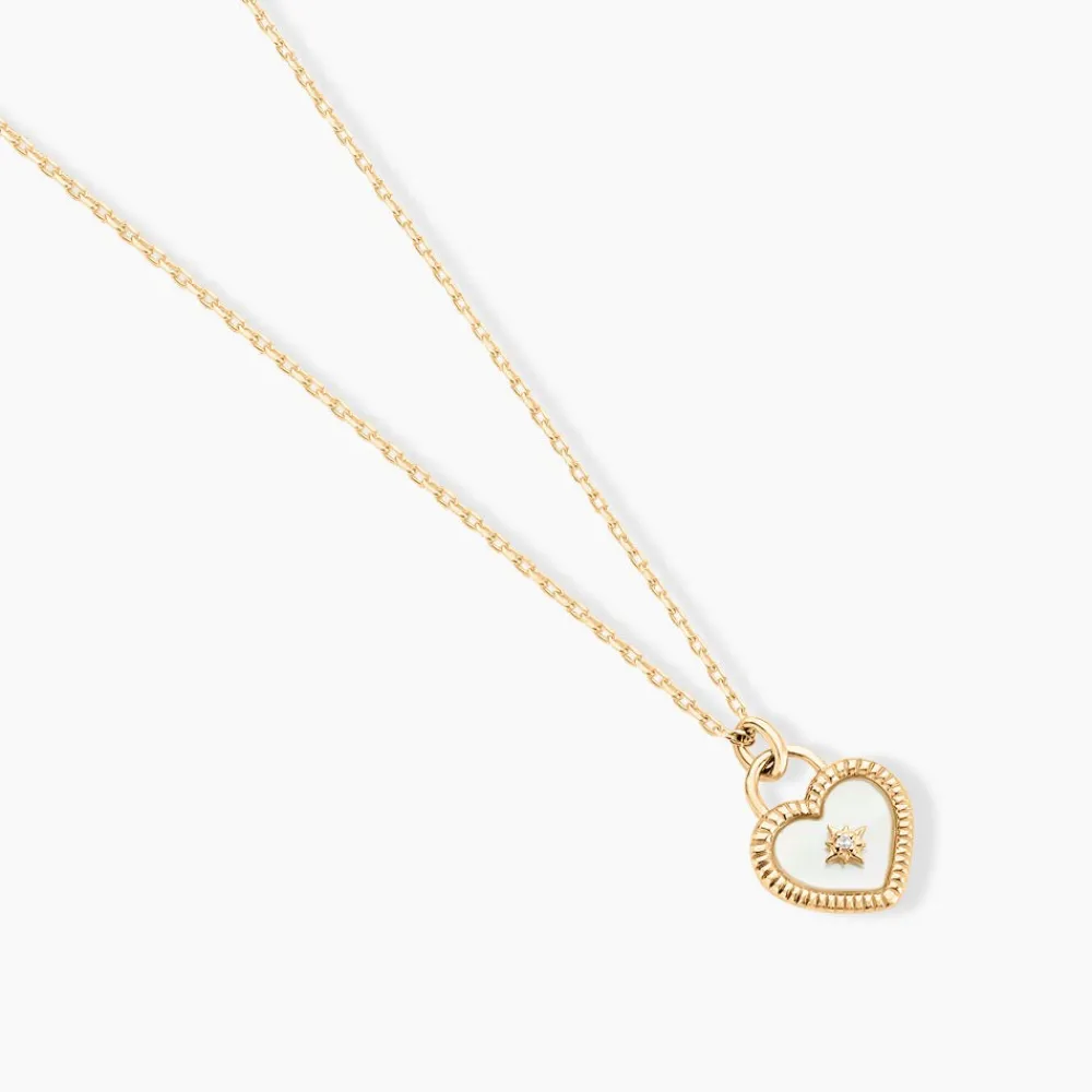 Marc Orian Colliers Cœur|Colliers > Collier Bronte Or Jaune Nacre Diamant